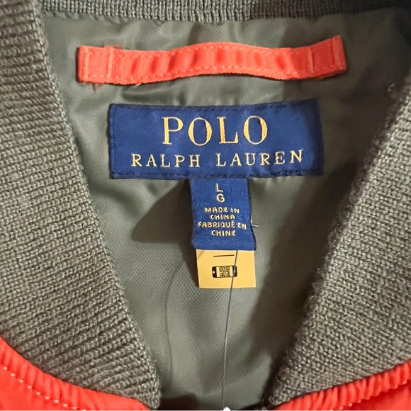 Polo Ralph Lauren COASTAL ORANGE Surplus Twill Air SQDRN 67 Bomber Jacket - Picture 12 of 14